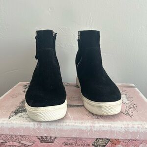 Steve Madden Black Suede Platform Ankle Sneakers